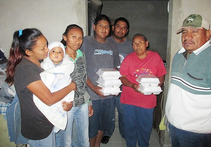 Delivering food packages to families in Miguel Aleman