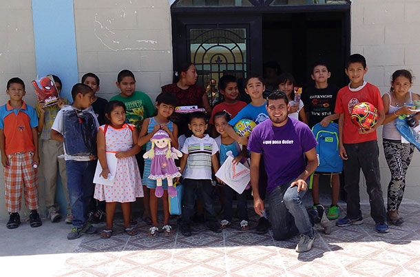 The kids with Pastor Carlos at VBS in Reynosa