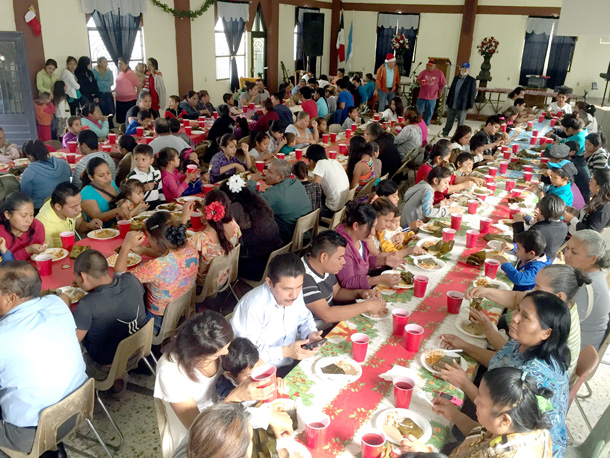 Eating a delicious meal at the Christmas fiesta in Reynosa Eating a delicious meal at the Christmas fiesta in Reynosa