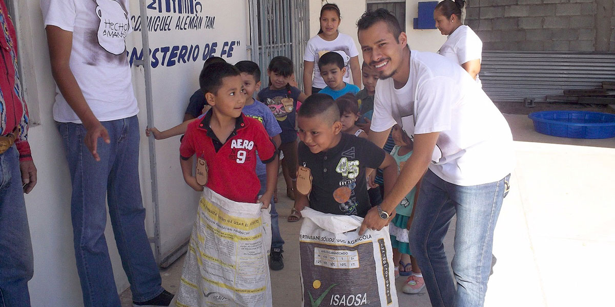 A potato sack race at VBS in Miguel Aleman