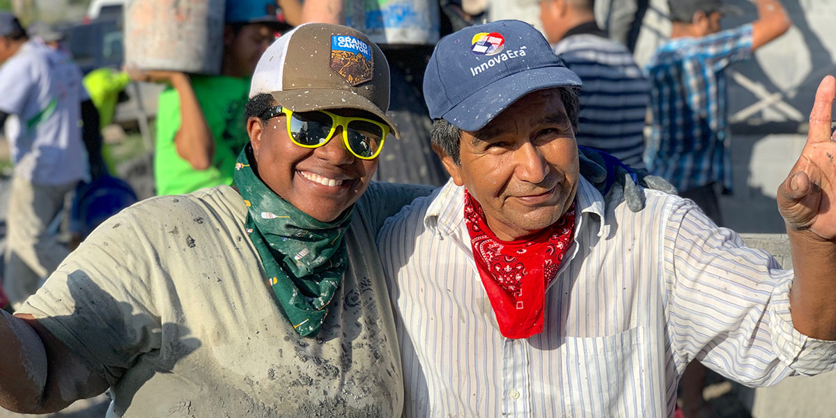 Friends from North Carolina and Reynosa Mexico pouring a roof together Friends from North Carolina and Reynosa Mexico pouring a roof together