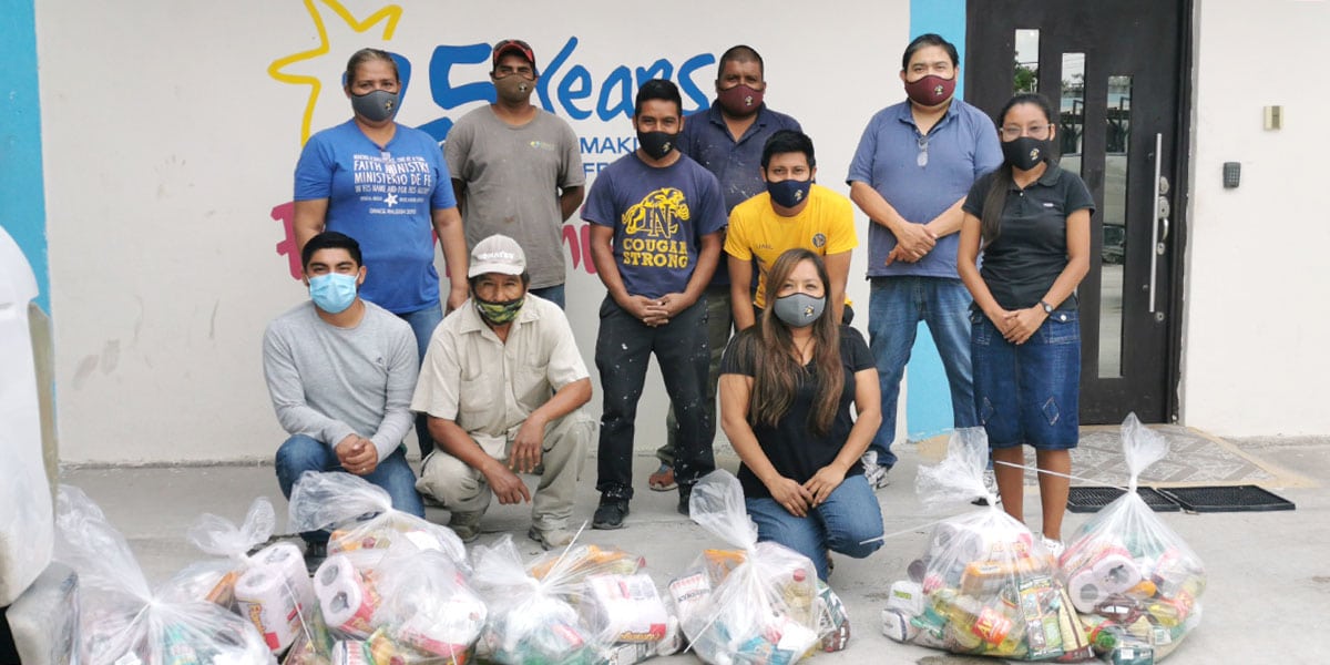 Distributing grocery packages in Reynosa Mexico