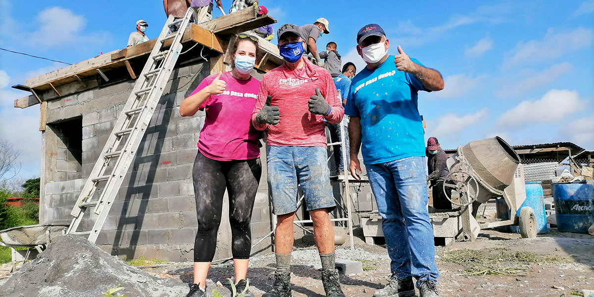 Our Board member Tom with Colleen and David at the roof pour for Casa 3 in Reynosa Mexico