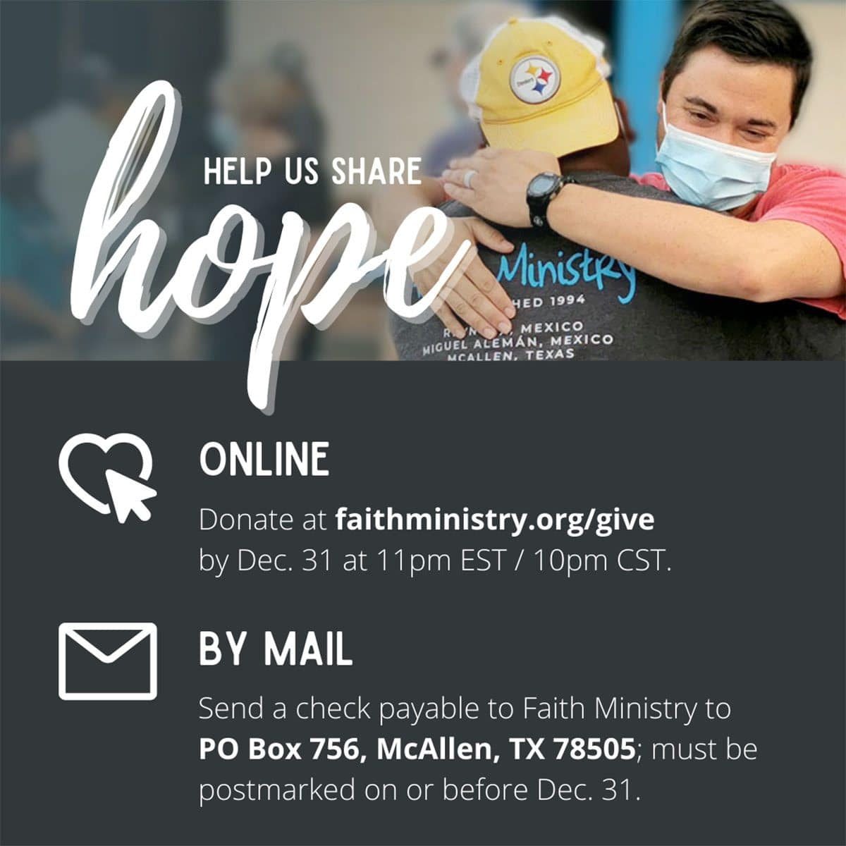 Help us share hope by donating before December 31 Help us share hope by donating before December 31