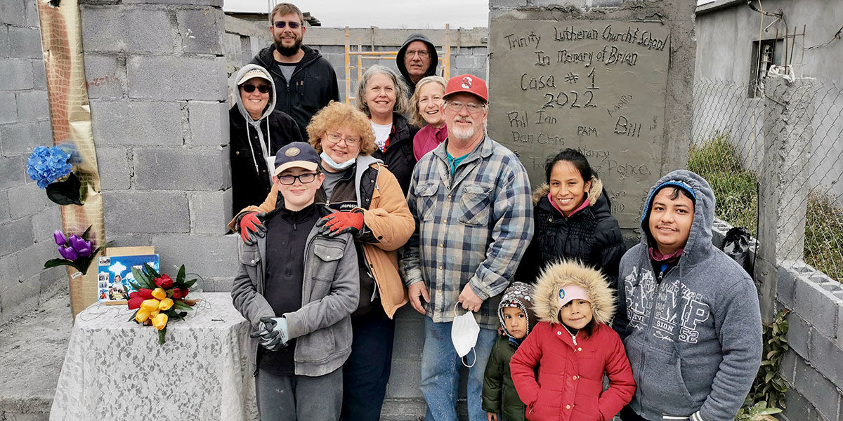 A group from Indianapolis with the family they helped build a house for in Reynosa Mexico