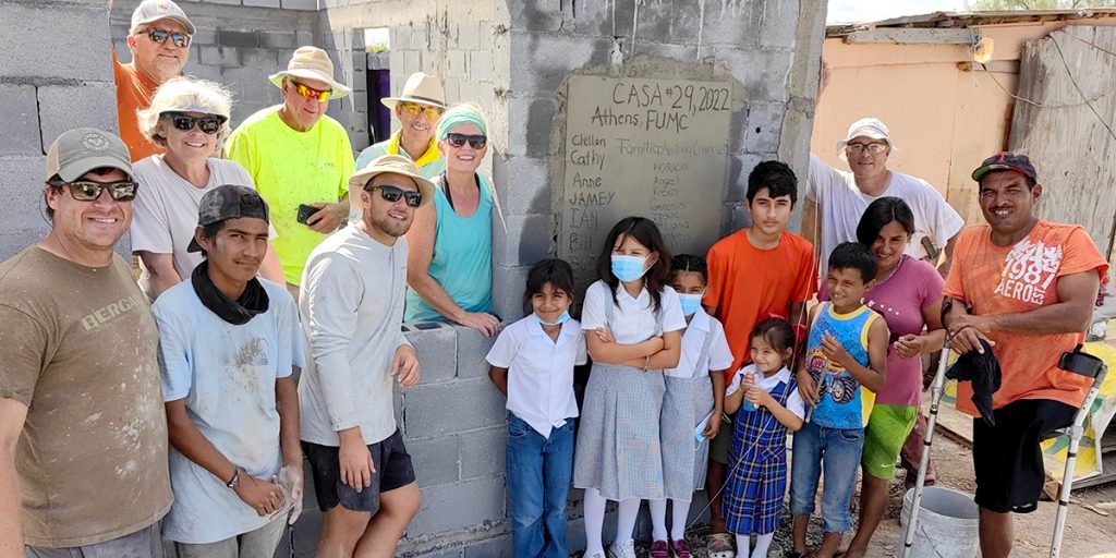 A group from Alabama with the family they helped build a house for in Reynosa Mexico