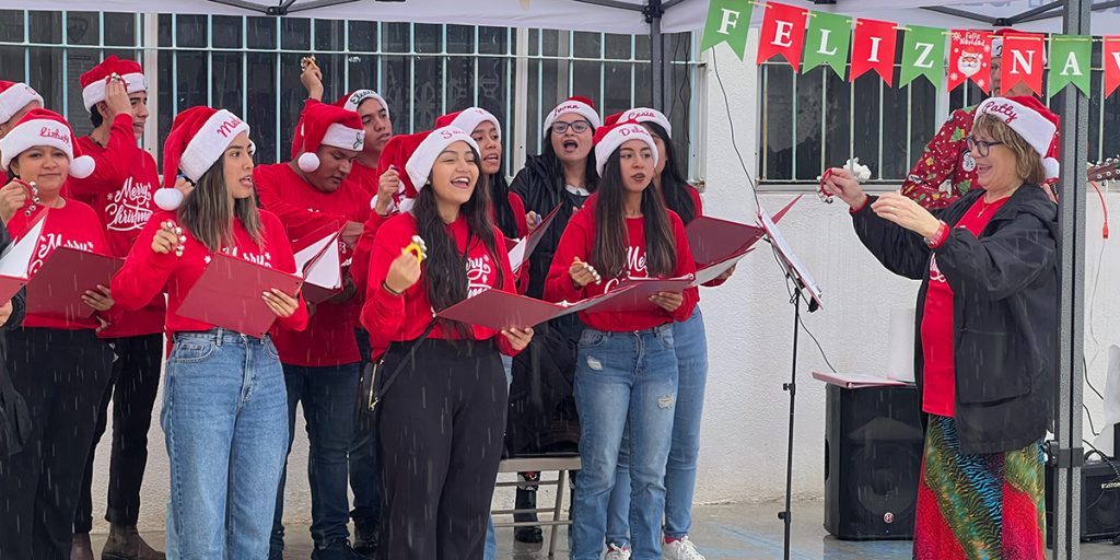 Singing carols at our Christmas fiesta at our clinic in Reynosa Mexico