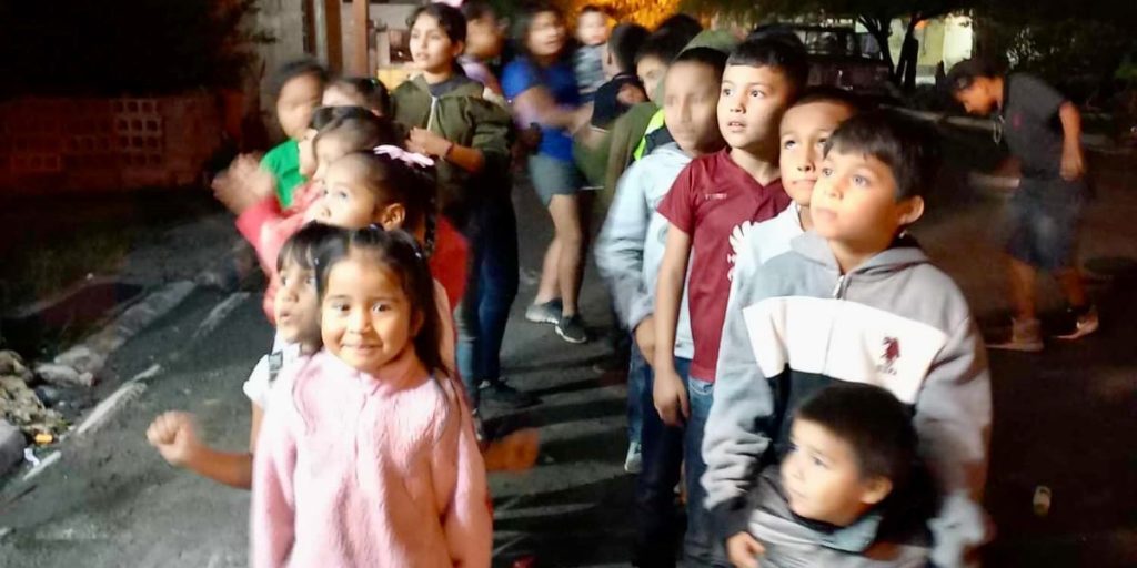 Kids waiting for the pinata at our Christmas fiesta outside Miguel Aleman Mexico