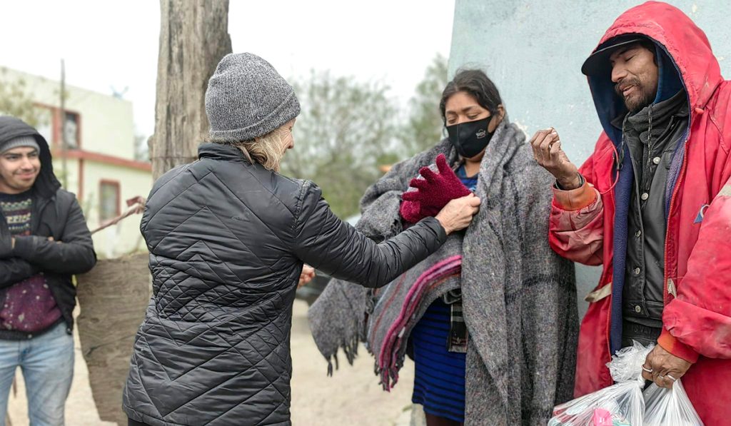 Delivering blankets and gloves to families in need in Reynosa Mexico