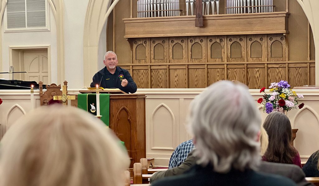 David preaching at First Presbyterian Church in Athens Alabama