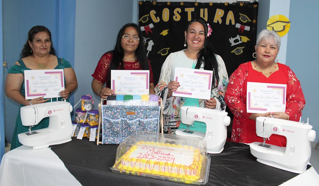 Our sewing program graduates with their sewing machines and diplomas in Reynosa Mexico