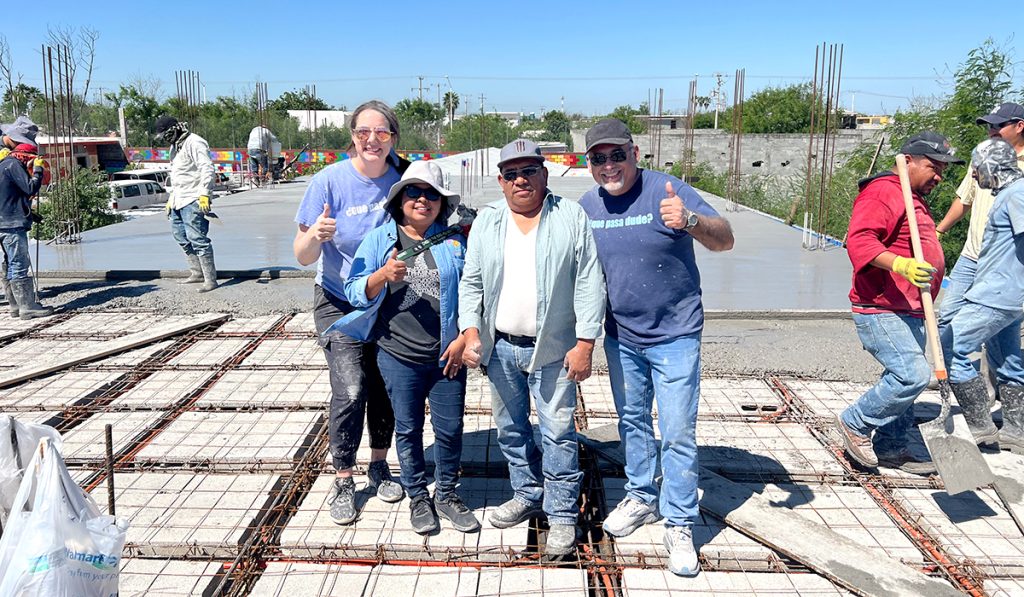 Colleen Yadira Luz and David on the roof during the Deantin community center roof pour in Mexico