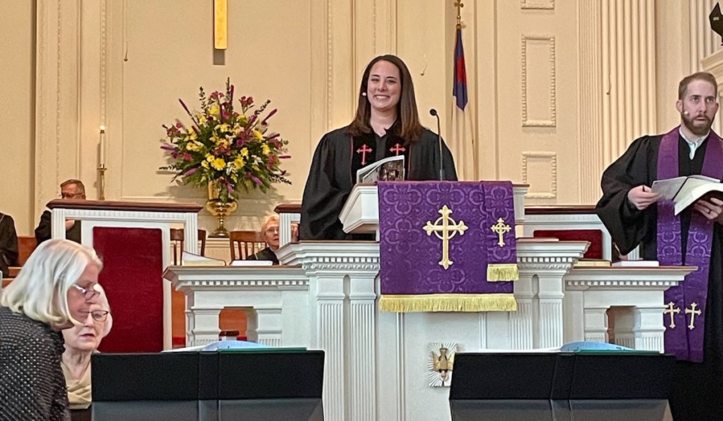Colleen preaching at First Presbyterian Church in Fayetteville North Carolina