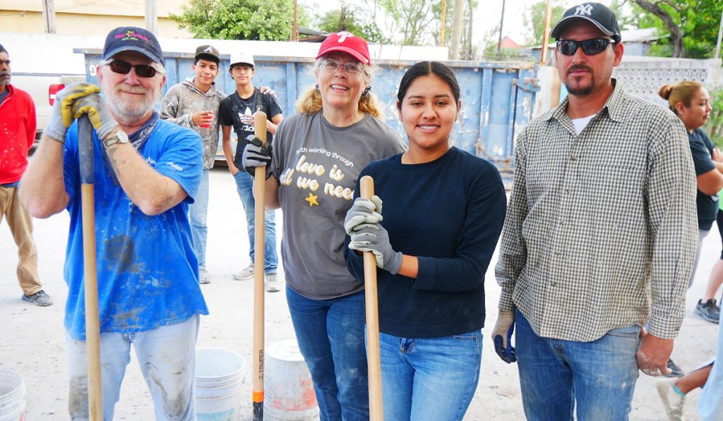 Friends from Austin Pennsylvania and Reynosa working together to build a house for a family in Mexico