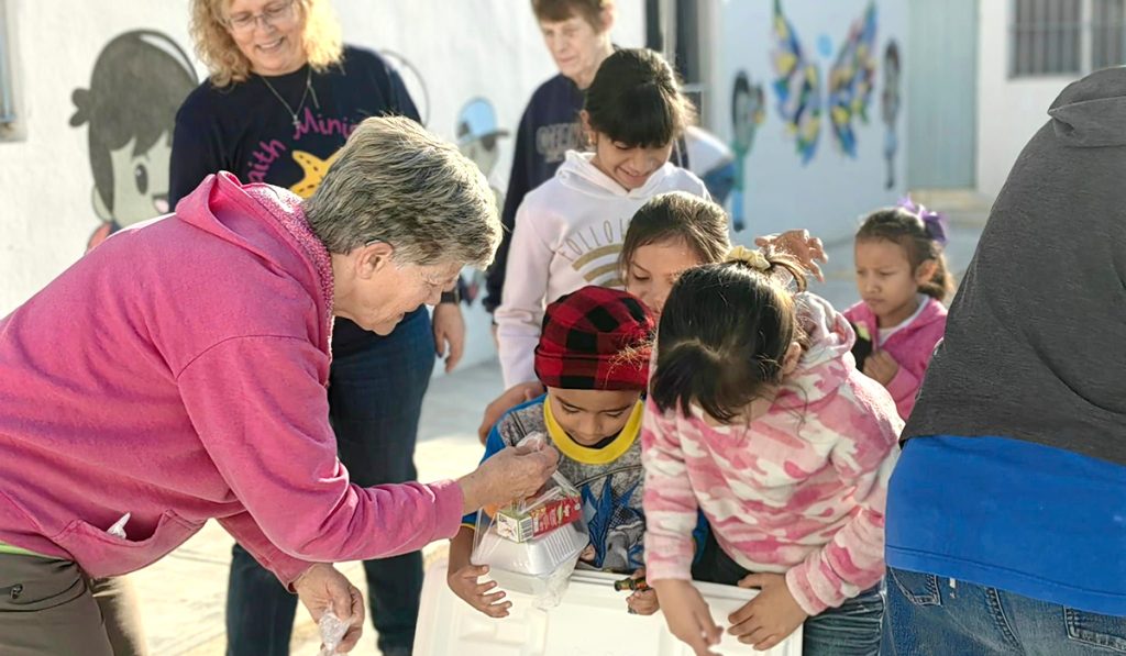 Friends from Pennsylvania serving breakfast to the kids at the childrens nutrition program in Reynosa Mexico