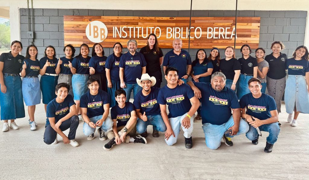 David Colleen and Yadira with the students and some of the staff at Berea Bible Institute in Monterrey Mexico
